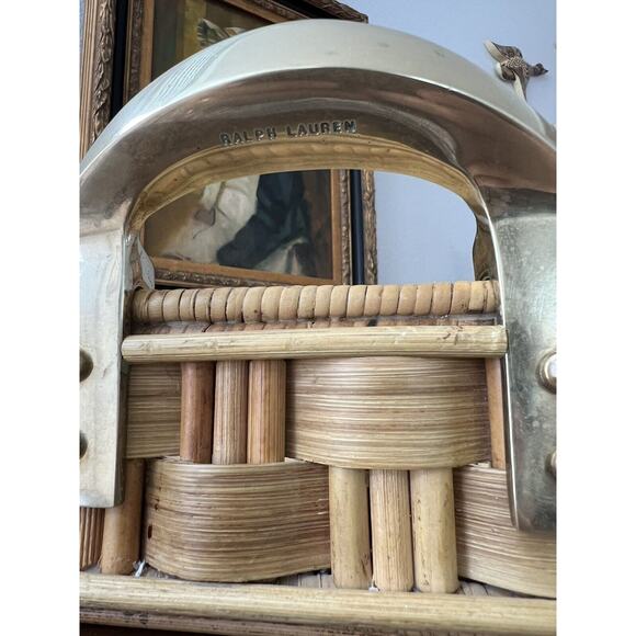 Vintage Ralph Lauren Rattan Reed Tray Brass Handles - Picture 2 of 15